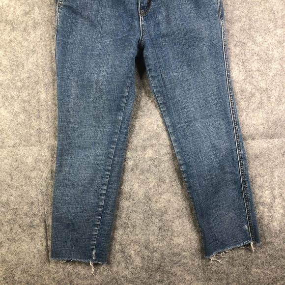 Pilcro and the Letterpress 25 Petite l Straight Denim Jeans Raw Hem Classic Wash - Picture 3 of 12